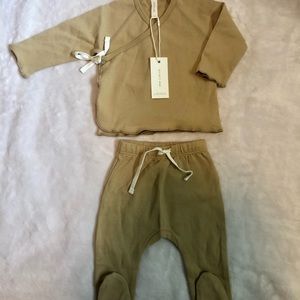 Quincy Mae NWT wrap top and pants set Honey 3-6m
